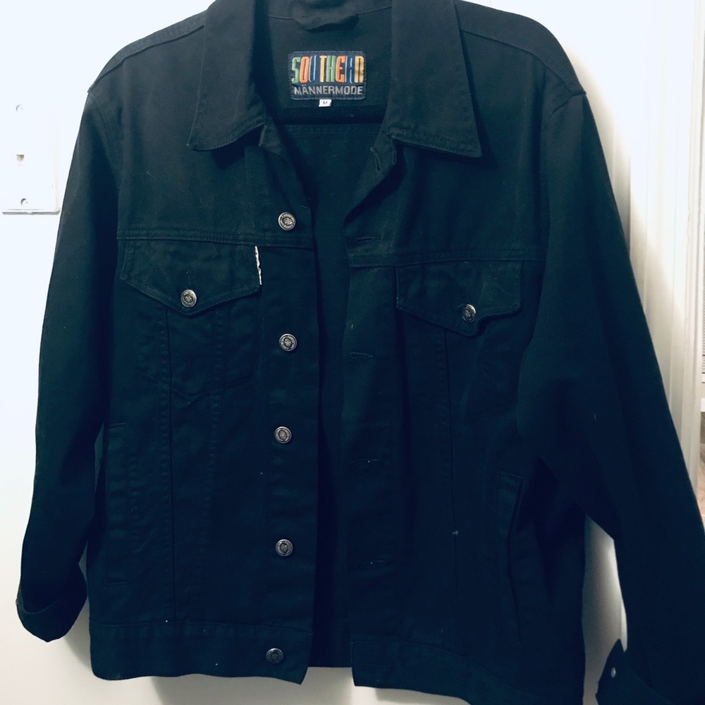A vintage black denim jacket